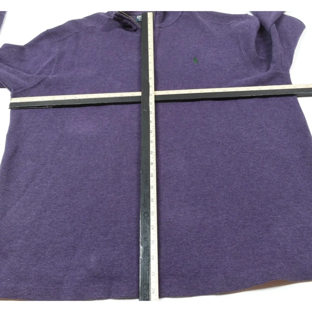 Polo Ralph Lauren 1/4 Zip Pullover Sweater Mens XL Purple Long Sleeve Cotton